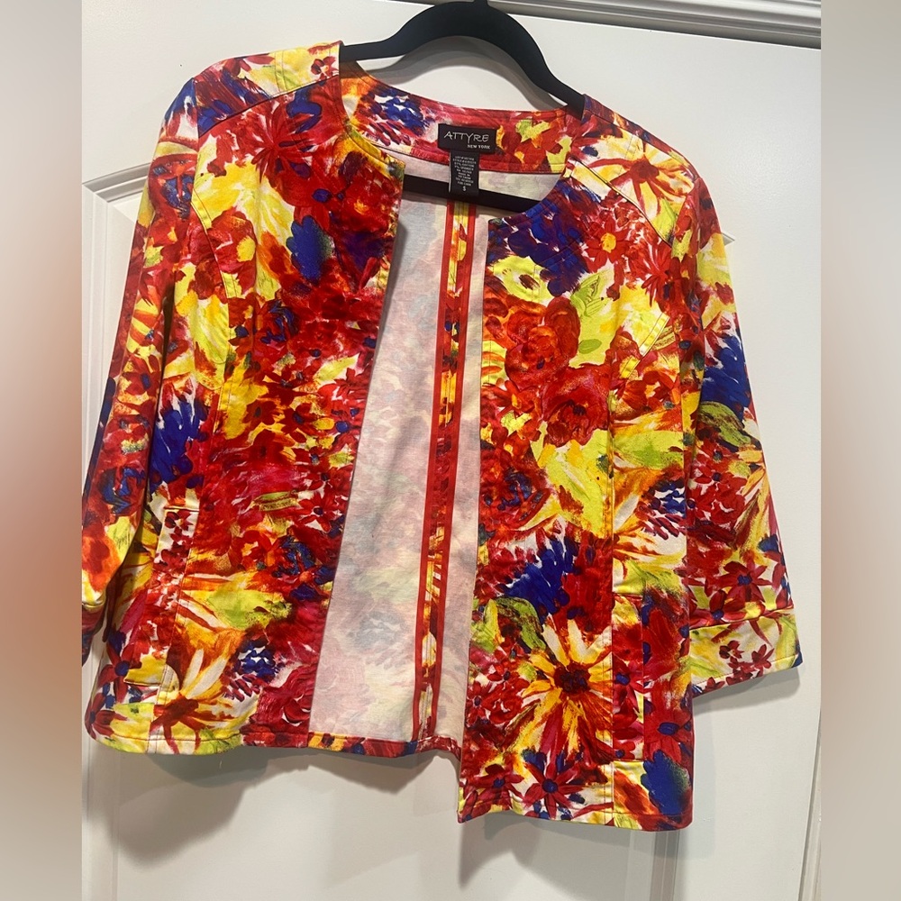 Multicolor 3/4 Sleeve Jacket with pockets.  SM | NWOT